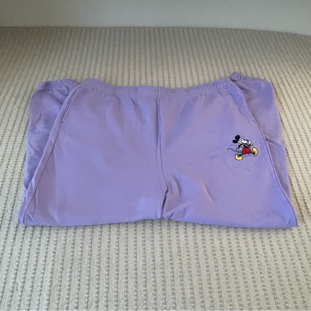 Disney Women’s Lavender Joggers with Mickey Embroidered Design - Size: 2X
